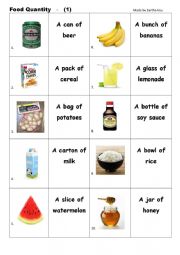English Worksheet: Food Quantity (1) Fun Match - Cards