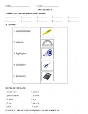 Test for grade 3 students