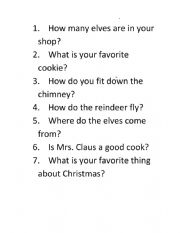 English Worksheet: Questions for Santa