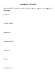 English Worksheet: The History of Cell Phones