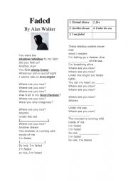 English Worksheet: Faded-Alan Walker