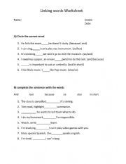 English Worksheet: linking words