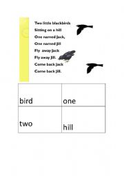 English Worksheet: 2 little black bird