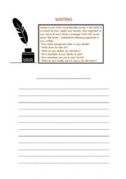English Worksheet: Writing: my family