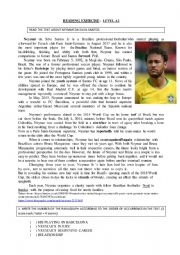 English Worksheet: READING EXERCISE- NEYMARS BIOGRAPHY