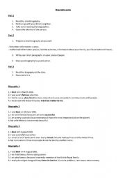 English Worksheet:  The Biography game
