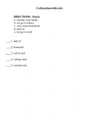 English Worksheet: Collocation with sick