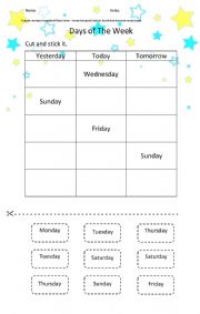 English Worksheet: Days of the Week