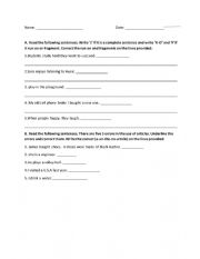 English Worksheet: Editing worksheet for run on,fragments and articles