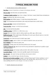 English Worksheet: TYPICAL ENGLISH FOOD
