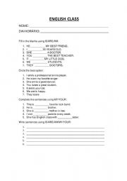 English Worksheet: Verb to be - is, are, am