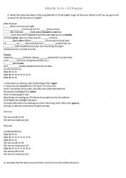 English Worksheet: Bibia Be Ye Ye - Ed Sheeran / Song worksheet