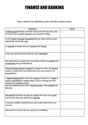 English Worksheet: Finance and banking