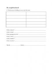 English Worksheet: My neighbourhood