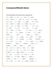 English Worksheet: Compound words game