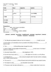 English Worksheet: Spotlight of First Test Unit 7