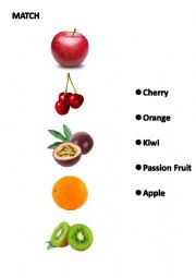English Worksheet: esl Fruit match