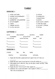 English Worksheet: my family