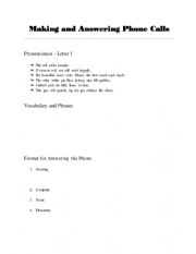 English Worksheet: Professional Communication: Making and answering phone calls 