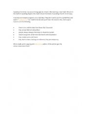 English Worksheet: Speaking English poster