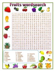 FRUITS WORDSEARCH