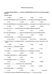 English Worksheet: relative clauses exercises