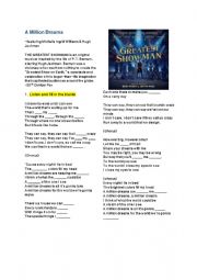 English Worksheet: The greatest showman A million Dreams