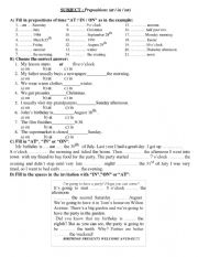 English Worksheet: IN - AT - ON 