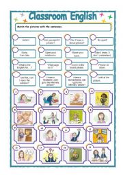 classroom english matching exercise