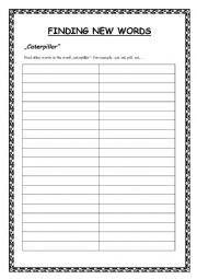 English Worksheet: Finding new words