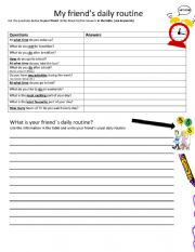 English Worksheet: Daily routine
