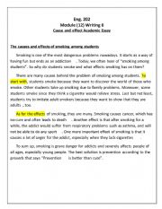 English Worksheet: cause and effect essay