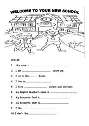 English Worksheet: Welcome to your new school