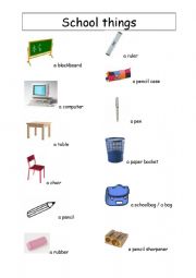 English Worksheet: School things