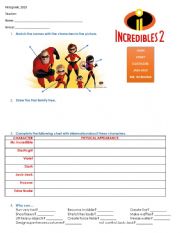 English Worksheet: The Incredibles worksheet