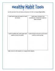 English Worksheet: healthy habit tools