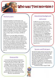 English Worksheet: Who was Toni Morrison Reading comprehension with keys