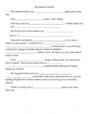 English Worksheet: My summer holiday