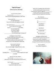 English Worksheet: Song Hall of Fame- The Script ft. will.I.Am
