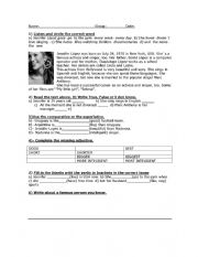 English Worksheet: 4th grade Test abut Jennifer Lopez