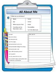 English Worksheet: all about me