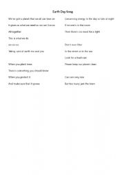 English Worksheet: Earth Day Song