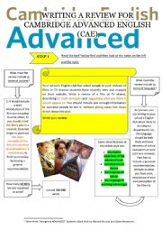 English Worksheet: WRITING A REVIEW FOR CAMBRIDGE ENGLISH ADVANCED (CAE) [methodology]