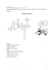 English Worksheet: Buildings and prepositions of place