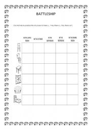 English Worksheet: Battleship - Parts of the house