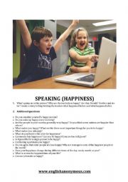 English Worksheet: HAPPINESS speaking
