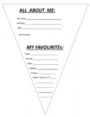 English Worksheet: All about me
