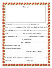 English Worksheet: Sample for penpal