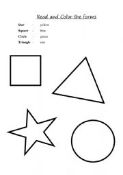 English Worksheet: Read and color