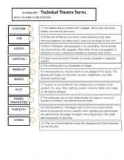 English Worksheet: Technical Theatre Terms